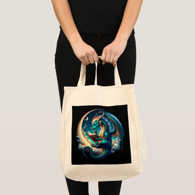 Dragon Bookworm, Mondlichtlesung Tragetasche (Vorderseite (Produkt))