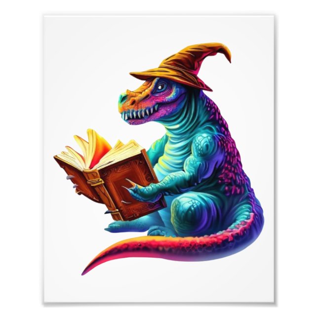 Dragon Bookworm - Niedlich Fantasy Reading Lover D Fotodruck (Vorne)