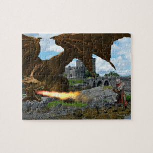 Dragon Breathing Feuer Ritterschlacht Burg Puzzle
