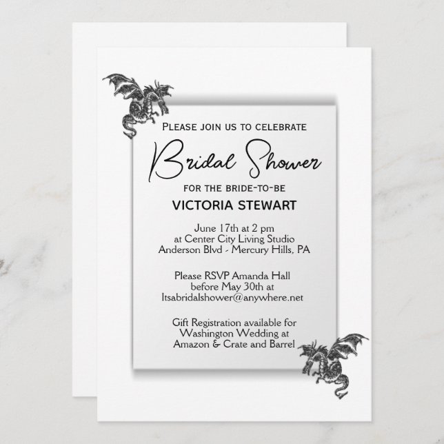 Dragon Bridal Duwer Einladung (Vorne/Hinten)