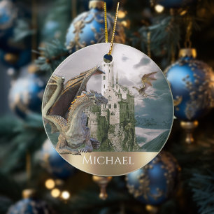 Dragon Bronze Burg Personalisiert Keramik Ornament