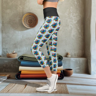 Dragon Bue Butterfly Blume Capri Leggings