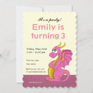 Dragon cartoon birthday print invitations einladung