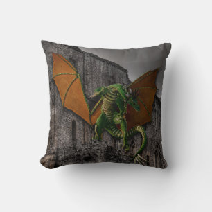 Dragon & Castle Fantasy Kunstwerk Kissen