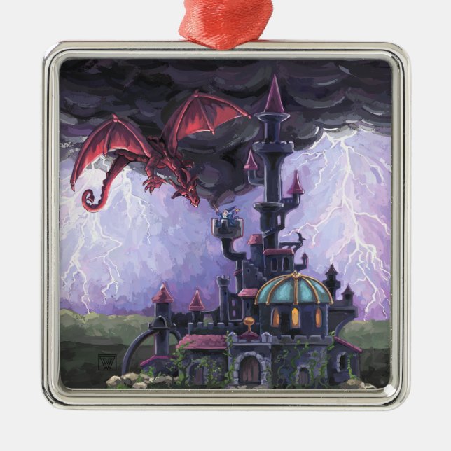 Dragon Castle Ornament Aus Metall (Vorne)
