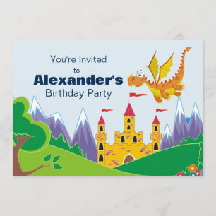 Dragon & Castle Personalisierter Geburtstag Einlad Einladung