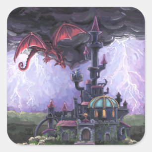 Dragon Castle Quadratischer Aufkleber
