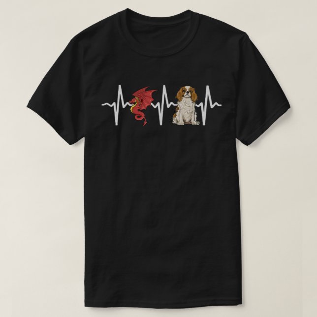 Dragon Cavalier King Charles Spaniel Heartbeat Dog T-Shirt (Design vorne)