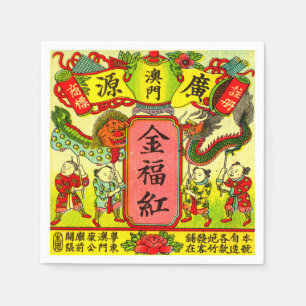 Dragon Chinese New Year Vintag Firecracker Label Serviette