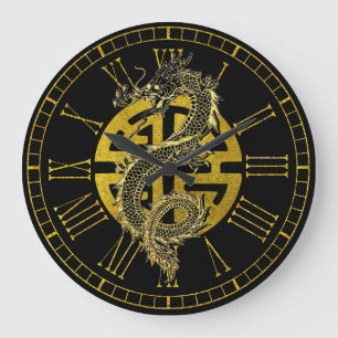 Dragon Chinese Prosperity Symbol Large Clock Große Wanduhr