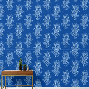 Dragon Chinese Style Navy Blue Tapete