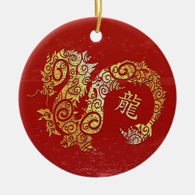 Dragon Chinese Zodiac Horoskop Sternzeichen Keramik Ornament (Vorne)