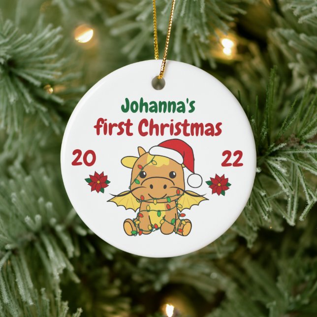 Dragon Christmas Babys erste Weihnachten Keramik Ornament (Baum)