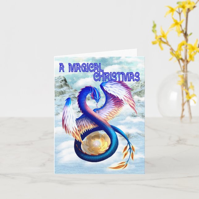 Dragon Christmas Design Karte (Gelbe Blume)