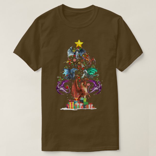 Dragon Christmas Tree Dragon Lover Christmas Holid T-Shirt (Design vorne)