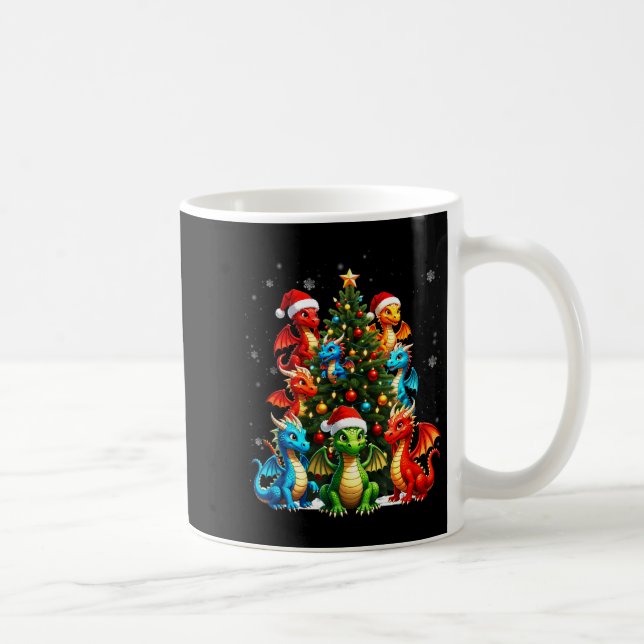 Dragon Christmas Tree Squad Santa Hat Fantasy Myth Kaffeetasse (Rechts)