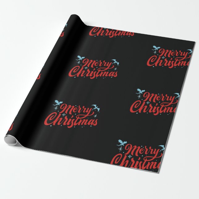 Dragon Christmas Wrapping Paper Geschenkpapier (Ungerollt)