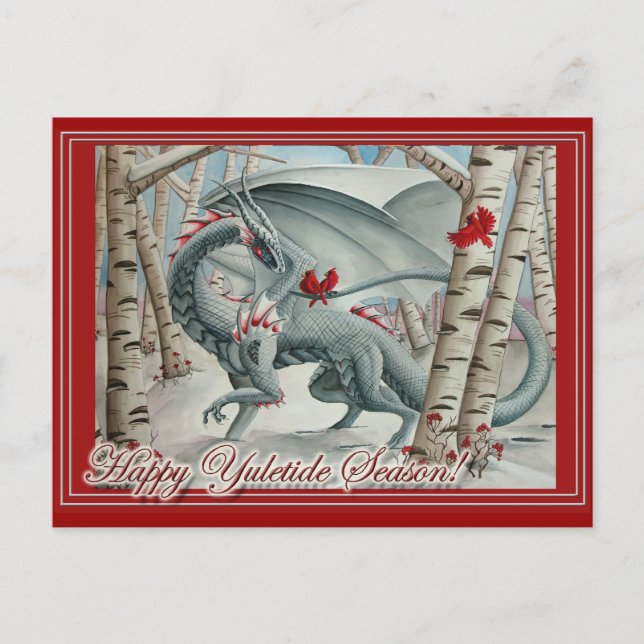 Dragon Christmas Yule Card Feiertagspostkarte (Vorderseite)