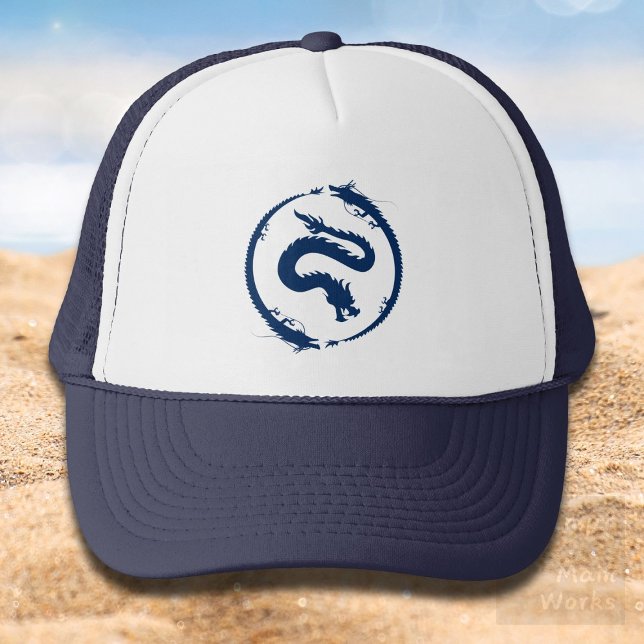 Dragon Circle in dark Dark Blue Truckerkappe (Von Creator hochgeladen)