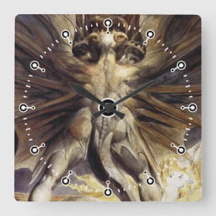 Dragon Clock - William Blake - Great Red Dragon Quadratische Wanduhr