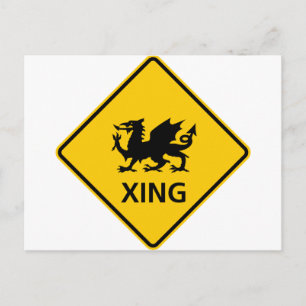 Dragon Crossing Highway Sign Postkarte