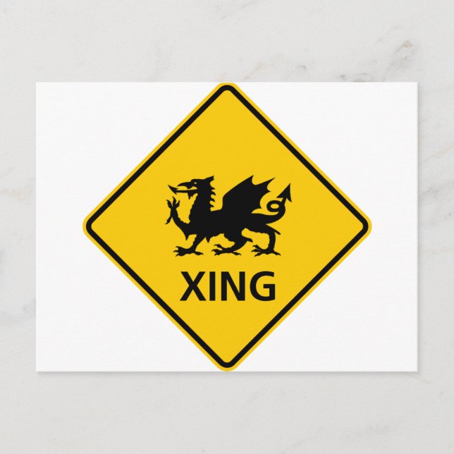 Dragon Crossing Highway Sign Postkarte (Vorderseite)