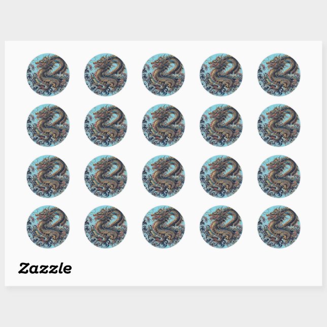 Dragon Custom Round Stickers (Blatt)