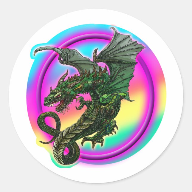 Dragon Design Runder Aufkleber (Vorderseite)