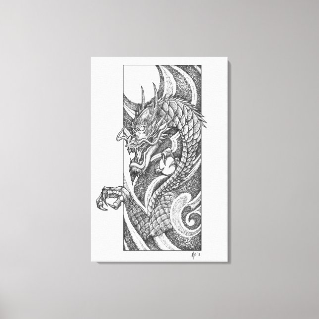 Dragon Dotwork Ryu Leinwanddruck (Vorderseite)