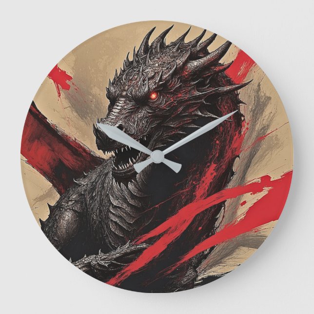 Dragon Dreamscape Wall Clock Große Wanduhr (Vorderseite)