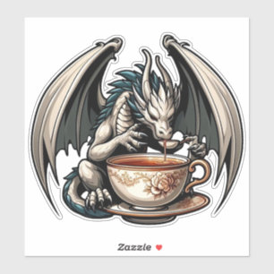Dragon Drinking Coffee Tee Aufkleber