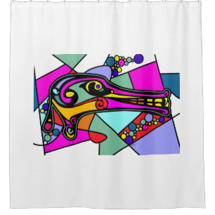 Dragon Duck Pop Art + Ihr Backgr. Ideen Duschvorhang