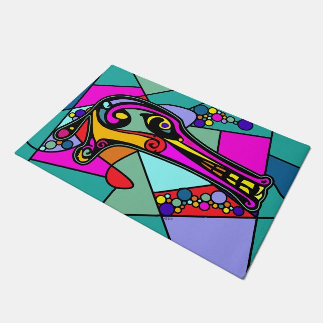 Dragon Duck Pop Art + Ihr Backgr. Ideen Fußmatte (Schrägansicht)