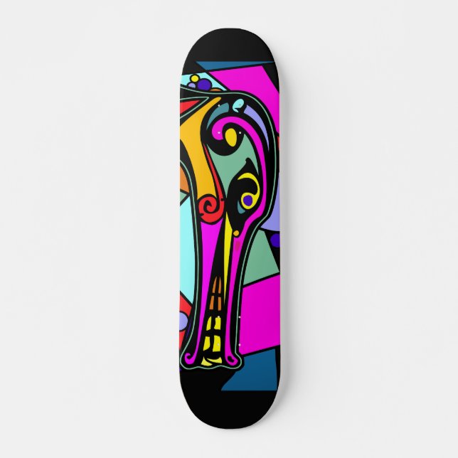 Dragon Duck | Schwarzer Hintergrund Skateboard (Vorne)
