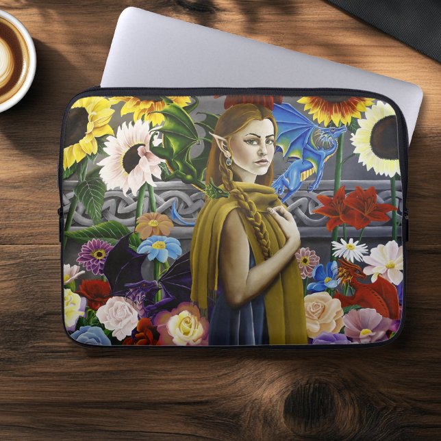 Dragon Elf Flower Garden Laptopschutzhülle (Von Creator hochgeladen)