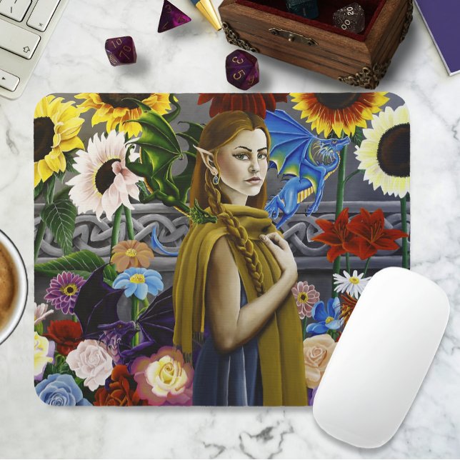 Dragon Elf Flower Garden Mousepad (Von Creator hochgeladen)
