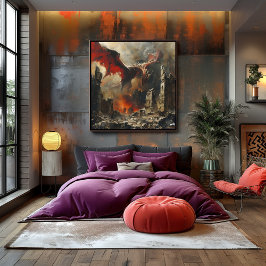 Dragón en Ruinas: Impresionista y Realista Poster