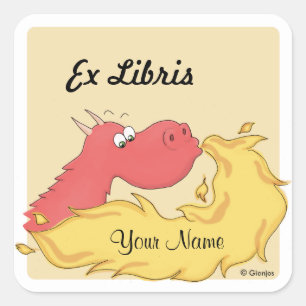 Dragon Ex Libris / Book label Quadratischer Aufkleber