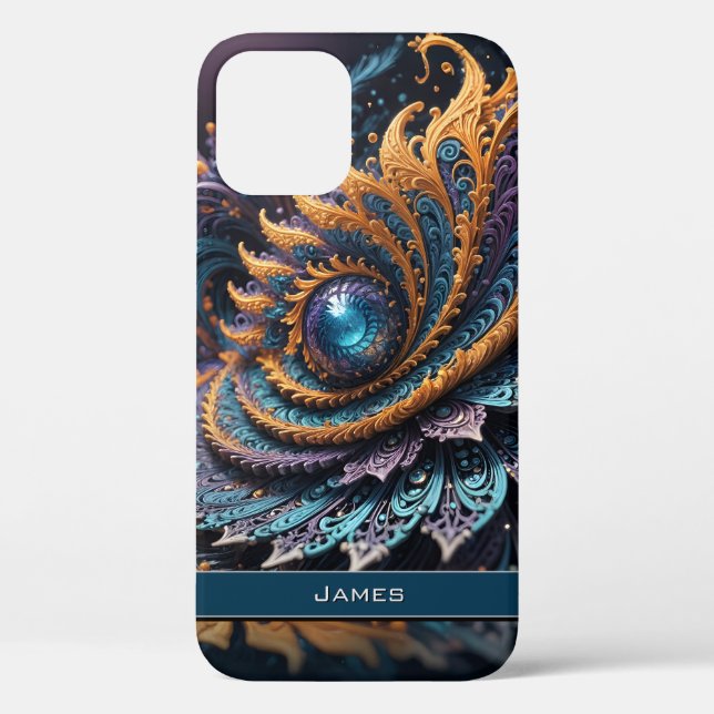 Dragon Eye Modern Abstrakt Geometric Fraktal Name Case-Mate iPhone Hülle (Rückseite)