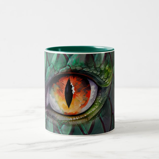 Dragon Eye Mythische Fantasie Zweifarbige Tasse (Mittel)