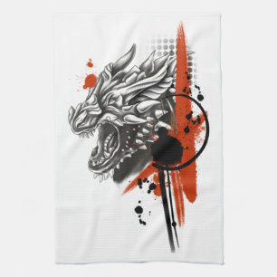 Dragon Face Trash Polka Geschirrtuch