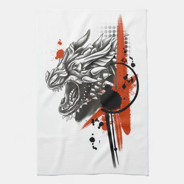 Dragon Face Trash Polka Geschirrtuch (Vertikal)