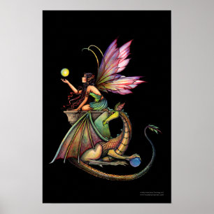 Dragon Fairy Fantasy Print Poster