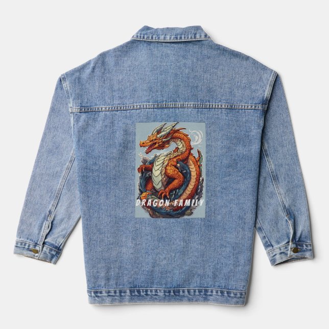 "Dragon Family" Sailor Jerry Style Denim Jacket Jeansjacke (Rückseite)