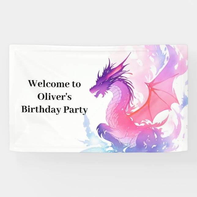 Dragon Fantasy Kindergeburtstag Banner (Horizontal)