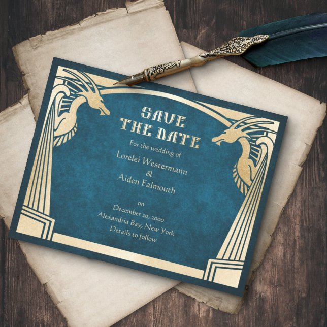 Dragon Fantasy Modern Deko Wedding Save The Date (Von Creator hochgeladen)