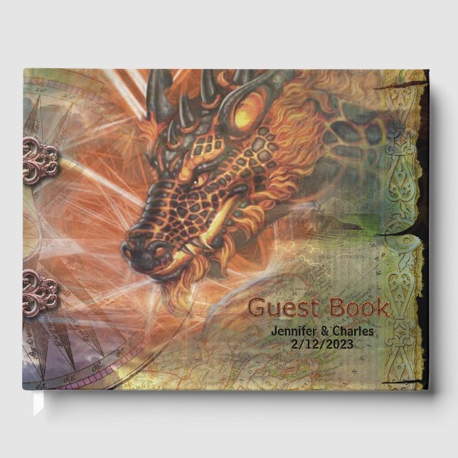 Dragon Fantasy Wedding Guest Book Gästebuch (Vorderseite)