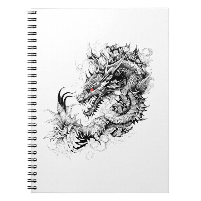 Dragon Fantasy Wild Animal Illustration Art Tattoo Notizblock (Vorderseite)
