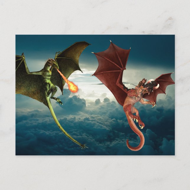 Dragon Fire Battle Fantasy Postkarte (Vorderseite)