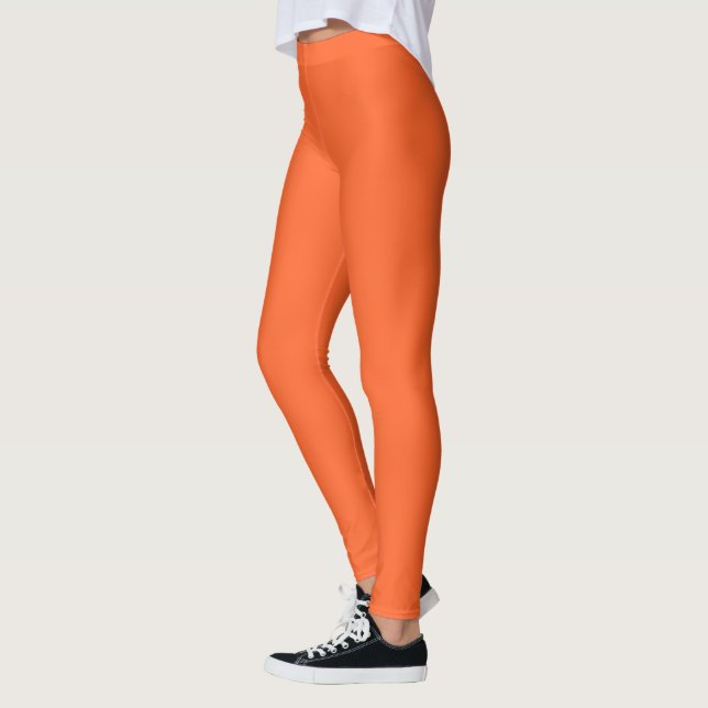 Dragon Fire Bright Orange Solid Color Print Leggings (Links)